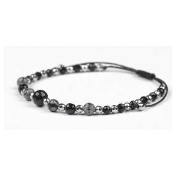 Bransoletka celebrytka czarny TURMALIN OBSYDIAN HEMATYT ochrona i spokój